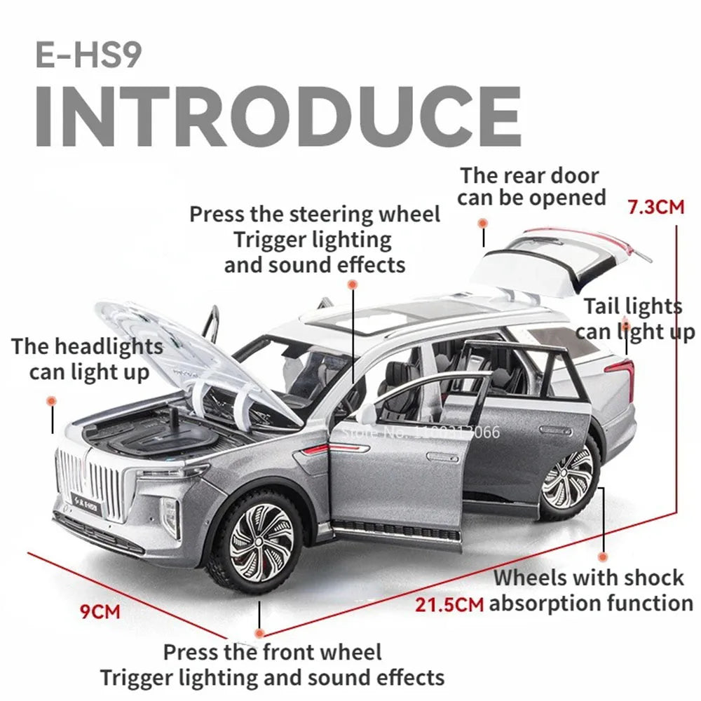 1:24 Mansory Rolls-Royce Phantom HONGQI HS9 Models Toys Cars Wheel Pull Back Miniature Car 6 Doors Opened Vehicles Kids Gifts