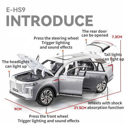 1:24 Mansory Rolls-Royce Phantom HONGQI HS9 Models Toys Cars Wheel Pull Back Miniature Car 6 Doors Opened Vehicles Kids Gifts