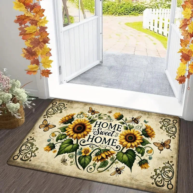 Sunflower Bee Printed Door Mat Living Room Doorways Entrance Welcome Rugs Bedroom Balcony Bathroom Non-slip Floormat Home Decor