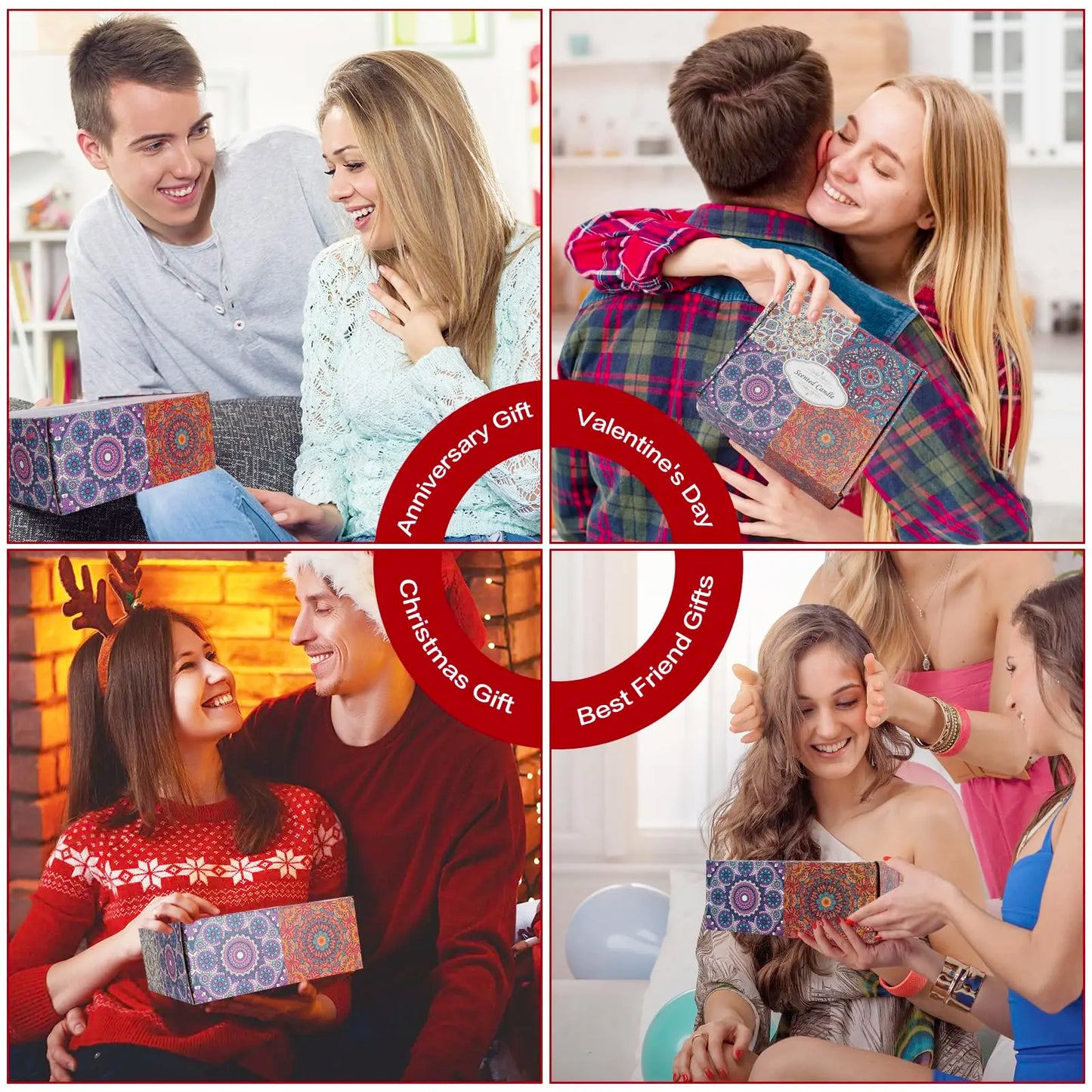 4 Pack Scented Candles Gifts Box Set for Women, Soy Wax Lavender Vanilla Lemon Rose Aromatherapy Candles for Christmas,Birthday