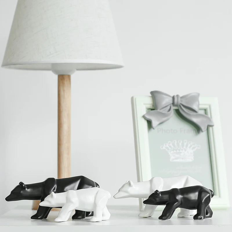 Nordic Ceramic Bear Figurine Home Decor Items Home Office Cabinet Decor Animal Sculptures & Figurines Aesthetic Room Decoration