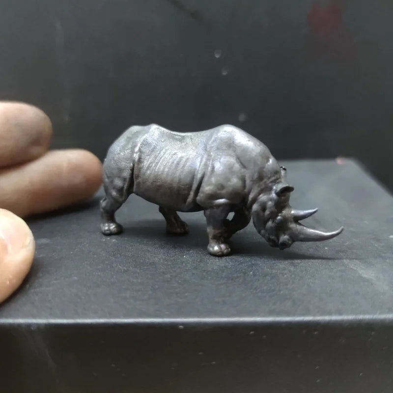 Miniature Rhinoceros Pure Coppe Figurine Animal Model Art Decoration Accessories Tabletop Interior Craft Objects Home Ornament