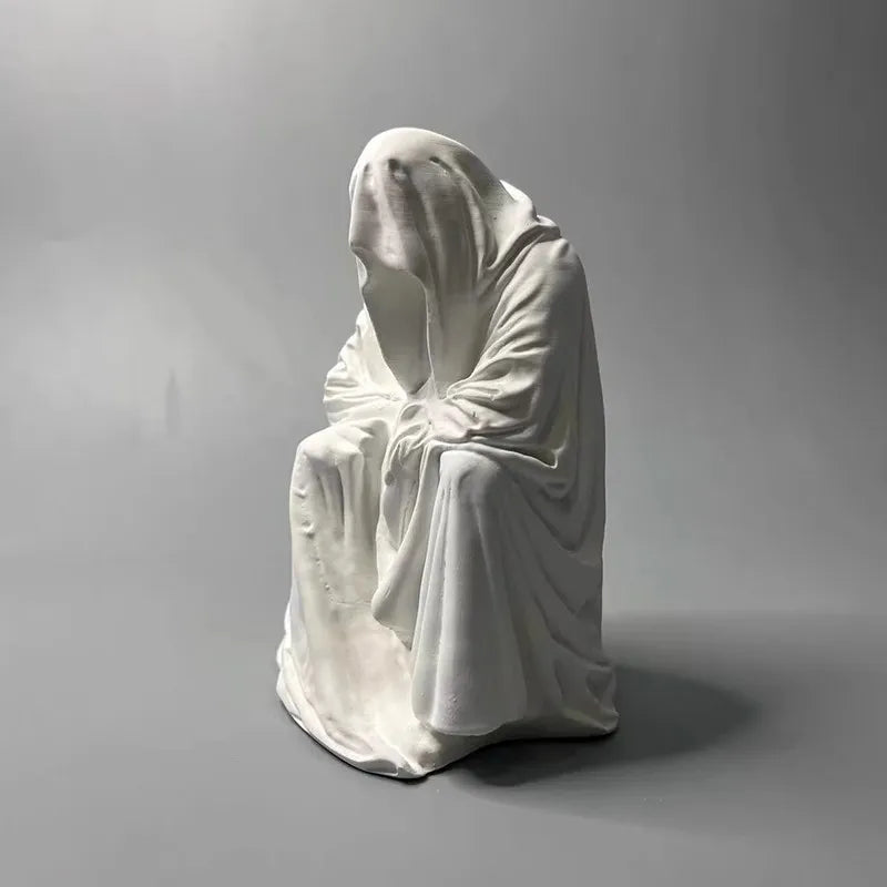 Ghost Wizard Death Robe Sculpture Art Figurine Room Decoration Creative Gypsum Ornaments European Retro Desktop Decor Statue