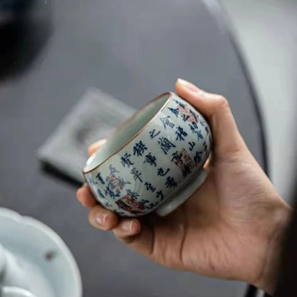 Antique Blue and White Tea Cup Ceramic Master Cup Large Tea Bowl Single Cup Kung Fu Tea Set Chinese Tea Cup