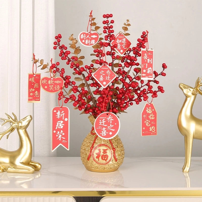 Chinese Fu Flower Vase Fu Bucket Metal Festival Wedding Decoration Props