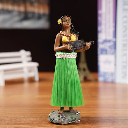 Poupée dansante hawaïenne Hula Girl avec figurines de ukulélé pour tableau de bord de voiture, figurines de collection, cadeau, décoration de la maison, taille mini