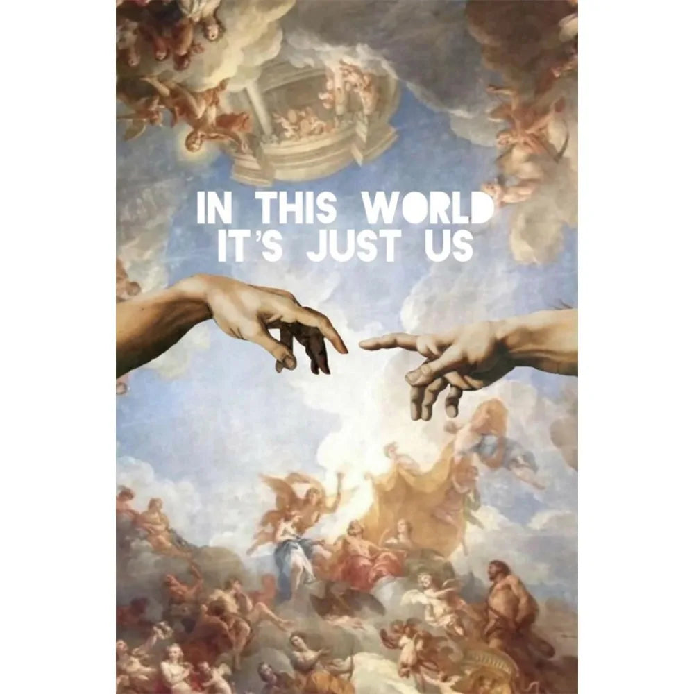 Hand of God and Adam Funny Toilet Paper Wash Room Bathroom Living Wall Art Home Decoration Retro Picture Canvas Painting Poster