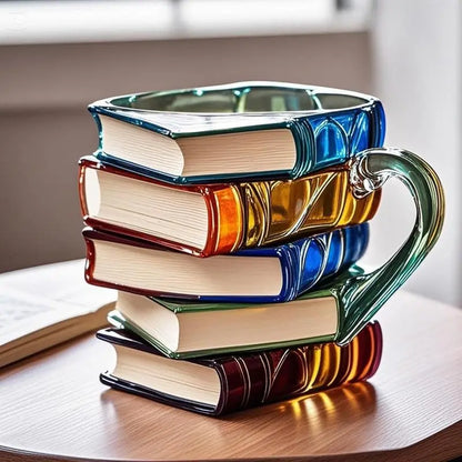 Hot High Quality Painted Book Mug 3d Painted Book Cup Unique Book Stacking Coffee Cup Creative Water Cup Household Goods Gift