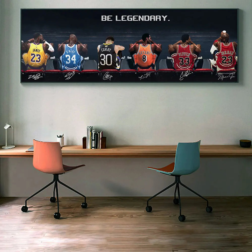 Motivational Basketball C-Curry and K-kebe Poster Canvas Print Home Living Room Bedroom Cafe Art Painting Decoration
