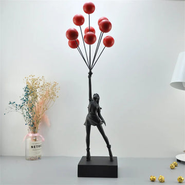 New Banksy Balloon Girl Resin Sculptures Figurines Flying Balloon Girl Statue Home Decoration Luxury Living Room Desk Decor Gift