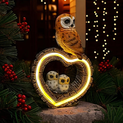 Garden Solar Resin Owl Love Decorative Light Animal Ornaments Outdoor Garden Landscape Arrangement Light