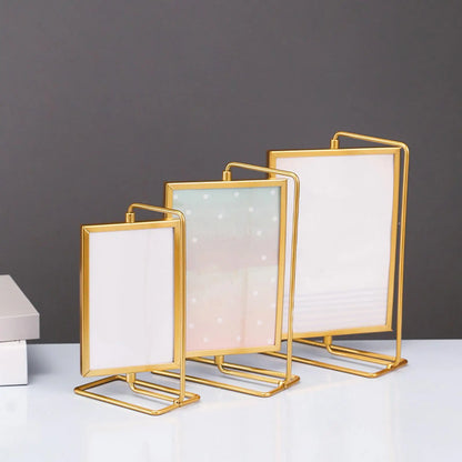 Picture Frame Cards Display Holder with Glass Front Ornament Rotating Photo Frame for Office Family Wedding Love Farmhouse Home