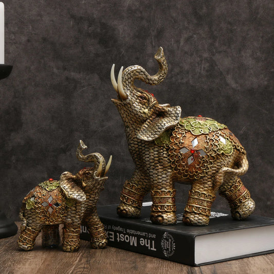 1pc, Exotic Embellished Elephant Figurines, Resin Craft, Decorative Statues For Living Room And Bedroom Home Decor