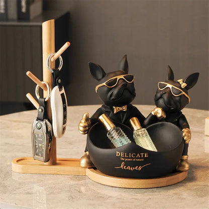 Statue de bouledogue français, décor de maison, bol de rangement, ornements de Table, Figurine d'animal, Sculpture de chien en résine, Design, cadeau