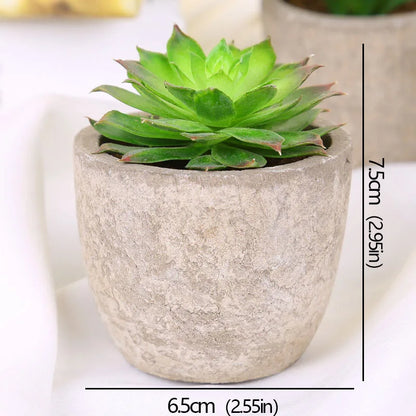 Mini Evergreen Artificial Succulent Plants Small Simulated Tree Pot Plants Fake Flowers Office Table Ornaments Home Garden Decor