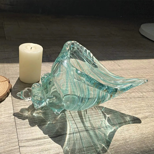 Hand Blown Glass Conch Seashell Figurine Home Decor Art Glass Sculpture of Conch Modern Beautiful Decor Crafts