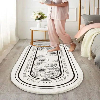 Modern Simple Imitation Cashmere Bedroom Bed Rug Oval Bed Front Mat Light Luxury Ins Style Carpet Nordic Living Room Rug