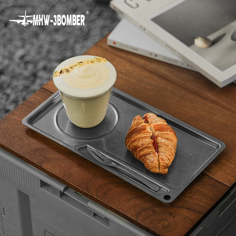 MHW-3BOMBER Stainless Steel Food Serving Tray 3 Pieces Set Chic Coffee Bar Accessories Rectangular Kitchen Decorative Plates