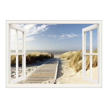 Window Effect Landscape Poster Bedroom Seascape Sea View Canvas Painting and Prints Wall Art Picture for Living Room Home Decor