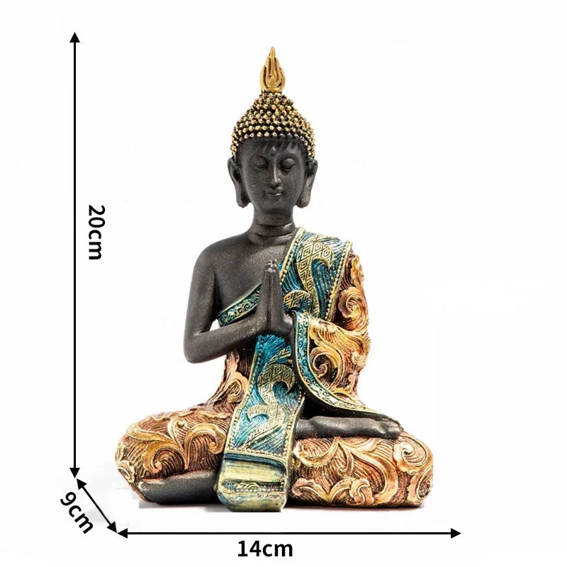 Large Buddha Statue Thailand Buda Buddha Sculpture Green Resin Handmade Buddhism Hindu Fengshui Figurine Meditation Home Decor
