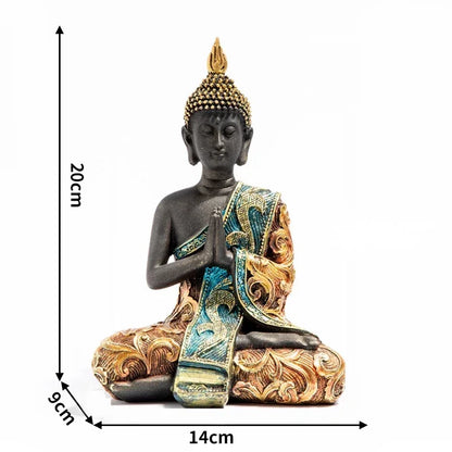 Large Buddha Statue Thailand Buda Buddha Sculpture Green Resin Handmade Buddhism Hindu Fengshui Figurine Meditation Home Decor