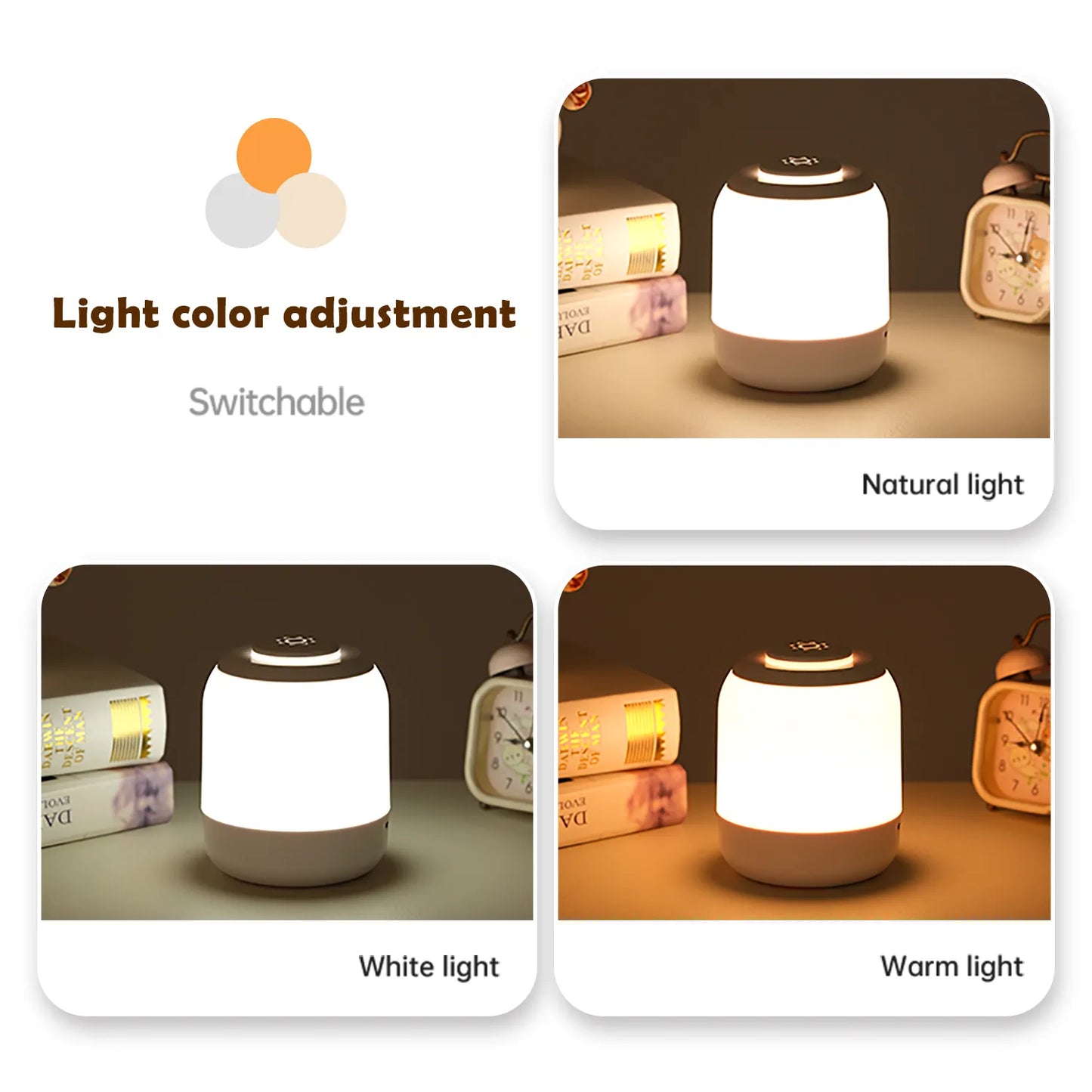 Led Touch Night Light Portable Bedside Lamp Dimming Baby Sleeping Lamp 3 Color with Touch Sensor light for Living Room Bedroom