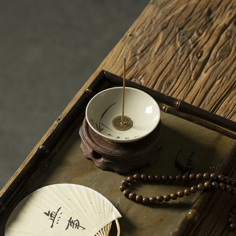 1PCCreative Ceramic Line Incense Burner Household Agarwood Sandalwood Plate Smoking Tea Room Incense Path Incense Insert