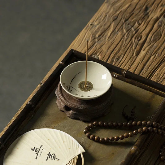 1PCCreative Ceramic Line Incense Burner Household Agarwood Sandalwood Plate Smoking Tea Room Incense Path Incense Insert