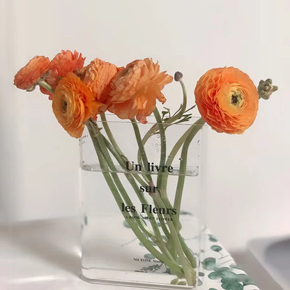 Acrylic Book Vase Flower Transparent Flowers Home Table Desktop Decoration Nordic Hydroponic Ornament Flower Plants Holder