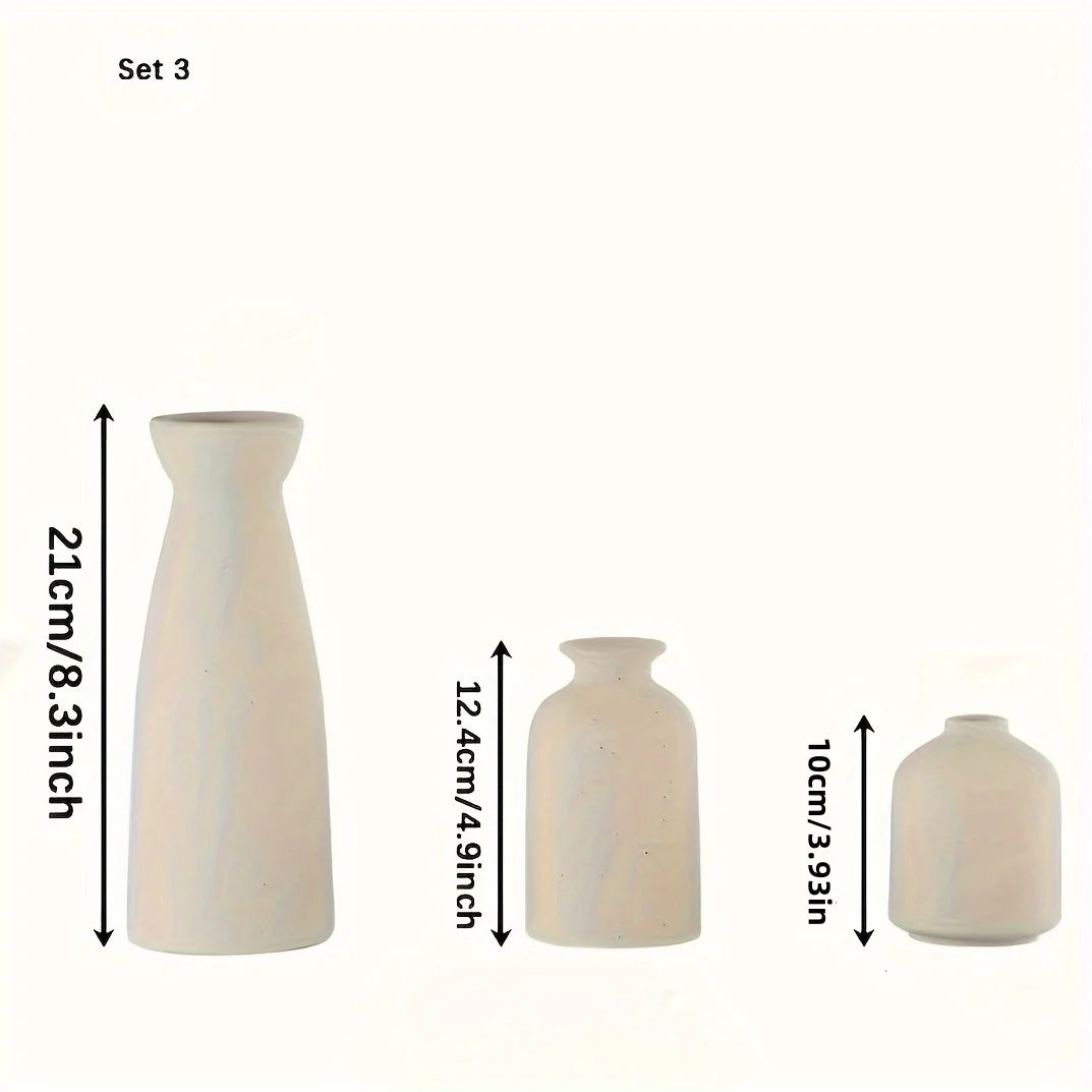 Ceramic Vase Set Of 3, Flower Vases For Rustic Home Decor, Modern Farmhouse Decor, Living Room Decor,Shelf Decor,Table Decor