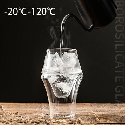 YWDL 120/250/335ml Double-layer Glass Cup Hanging Ear Espresso Coffee Cup Anti-scalding Milk Brandy Wine Teacup Clear Mug Set