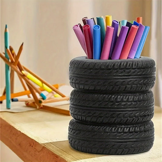 Miniso Creative Novel Tire Shaped Pen Holder - Unique Office Desk Organizer Fashionable Stationery Storage Desktop Decoration