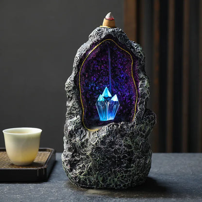Crystal Cave Led Night Light Candle Holder Aesthetic Indoor Incense Backflow Decoration for Home Creative Ornaments Burners