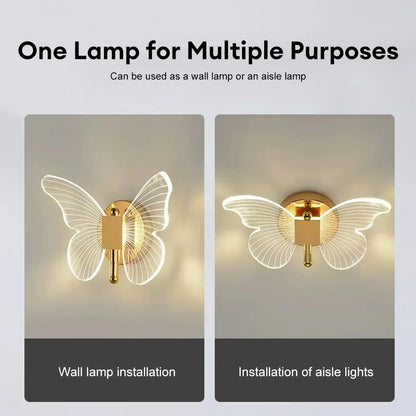 LED Wall Lamp Butterfly Pendant Light Indoor Lighting Home Bedroom Bedside Table Living Room Nordic Interior Decor Wall Lights