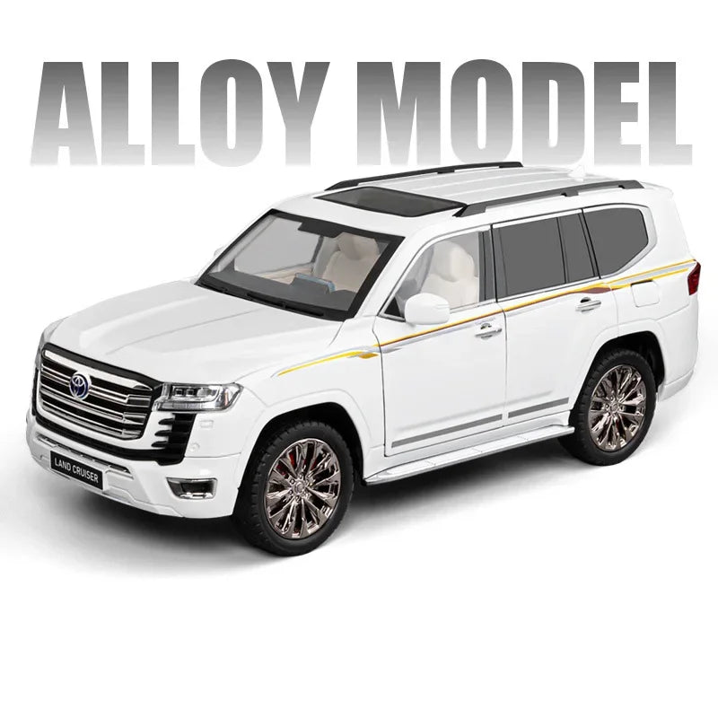 1:18 Alloy Diecast Land Cruiser LC300 Models Toys Cars 6 Doors Opened SUV with Light Music Pull Back Vehicles Toddler Kids Gifts