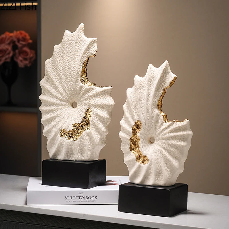 Gilded Ceramic Landscape Feng Shui Ornaments Desk Decoration Mascot Abstract Crafts Room Aesthetics Decor Home Accessories