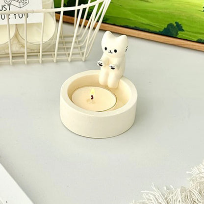 Kitten Candle Holder,Cute Grilled Cat Aromatherapy Candle Holder, Desktop Decorative Ornaments, Birthday Gifts