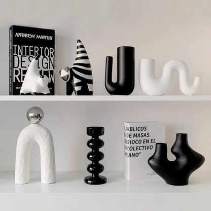 Livetai Wabi-Sabi Ceramic Abstract Sculpture,Handmade Irregular Decorative Ornament for Modern Home Decor, Bookshelf, Bar,