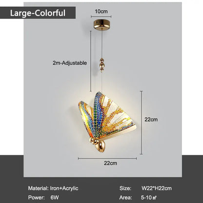Nordic Butterfly Interior LED Cord Pendant Lights Chandelier Lamps for Bedroom Living Room Suspended Lighting Fixtures Home