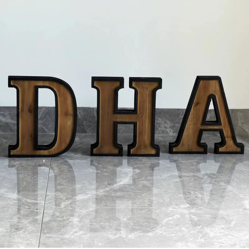 Industrial Style Uppercase English Letter Combination Distressed Solid Wood Bar Ornaments Cafe Shop Logo Decor Desktop Crafts