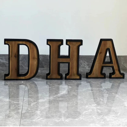 Industrial Style Uppercase English Letter Combination Distressed Solid Wood Bar Ornaments Cafe Shop Logo Decor Desktop Crafts