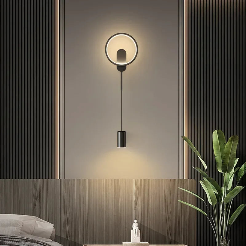 Modern Black Gold LED Wall Lamp Hallway Aisle Bedroom Bedside Study Stair Wall Sconce Luster Lighting Fixture Home Decoratioan