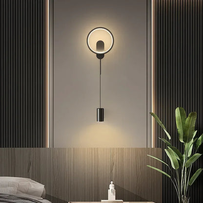 Modern Black Gold LED Wall Lamp Hallway Aisle Bedroom Bedside Study Stair Wall Sconce Luster Lighting Fixture Home Decoratioan