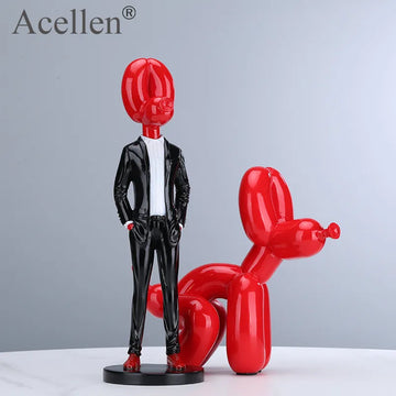 Gentleman Balloon Dog Statue Resin Sculpture Home Decor Modern Nordic Home Decoration Accessories for Living Room Animal Figures