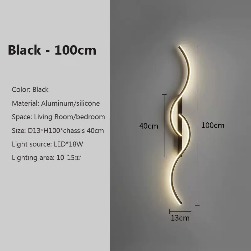 Modern LED Wall Sconce Strip Aluminum Wall Lamp 60/80/100CM For Bedroom Bedside Living Room Background Decor Lighting Fixtures