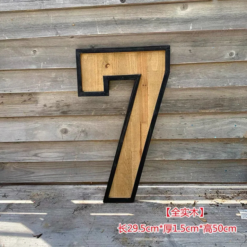 Uppercase English Letter Combination Distressed Solid Wood Bar Ornaments Cafe Shop Logo Decor Desktop Crafts Art Decoration