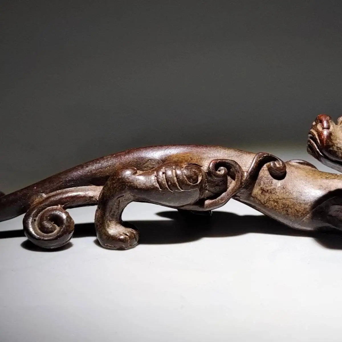 Antique Bronze Solid Chilong Ornaments Paperweight Cologne Penholder Ruler Tea Pet Home Desktop Statue Decoration Desk Ornament