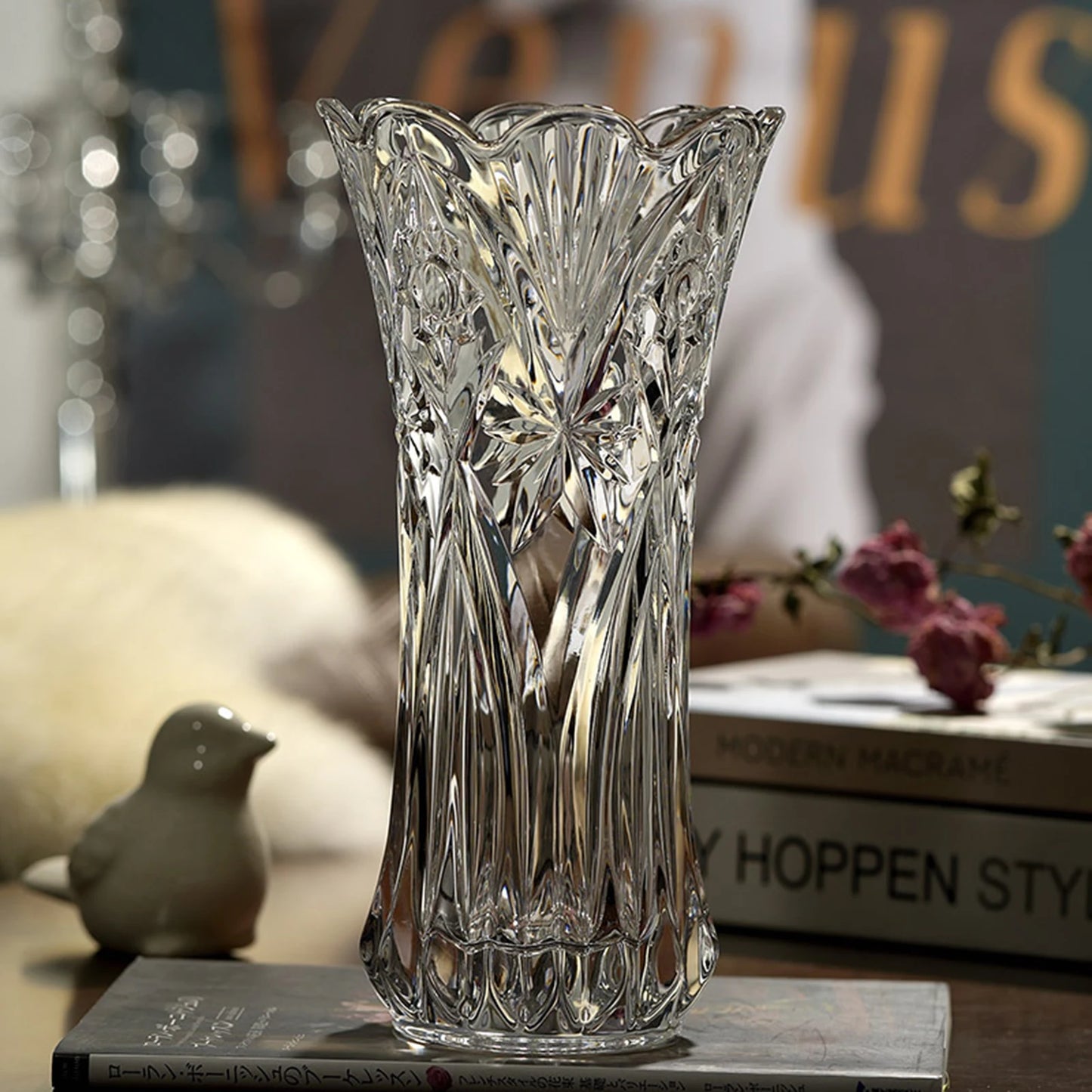 European-Style Desktop Glass Vase Minimalist Large Capacity Flower Arrangement for School Home Party Gathering CLH@8