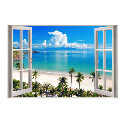 Window Effect Landscape Poster Bedroom Seascape Sea View Canvas Painting and Prints Wall Art Picture for Living Room Home Decor