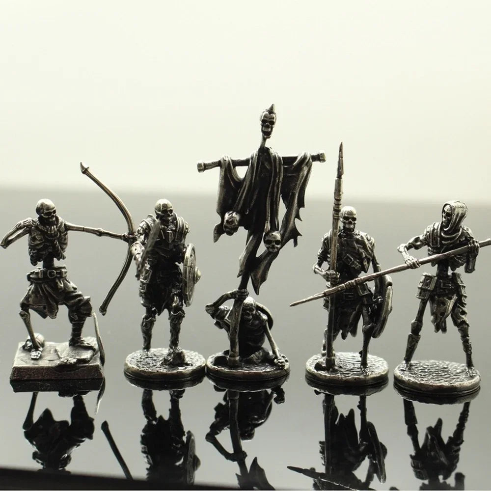 Figurines de la légion squelette en cuivre, décoration Miniature, crâne en métal rétro, modèle de soldat de l'armée, Statue, jouet d'ornement de bureau